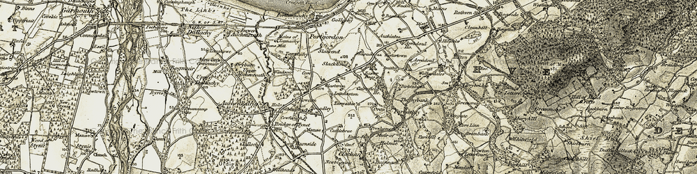Old map of Arradoul Ho in 1910