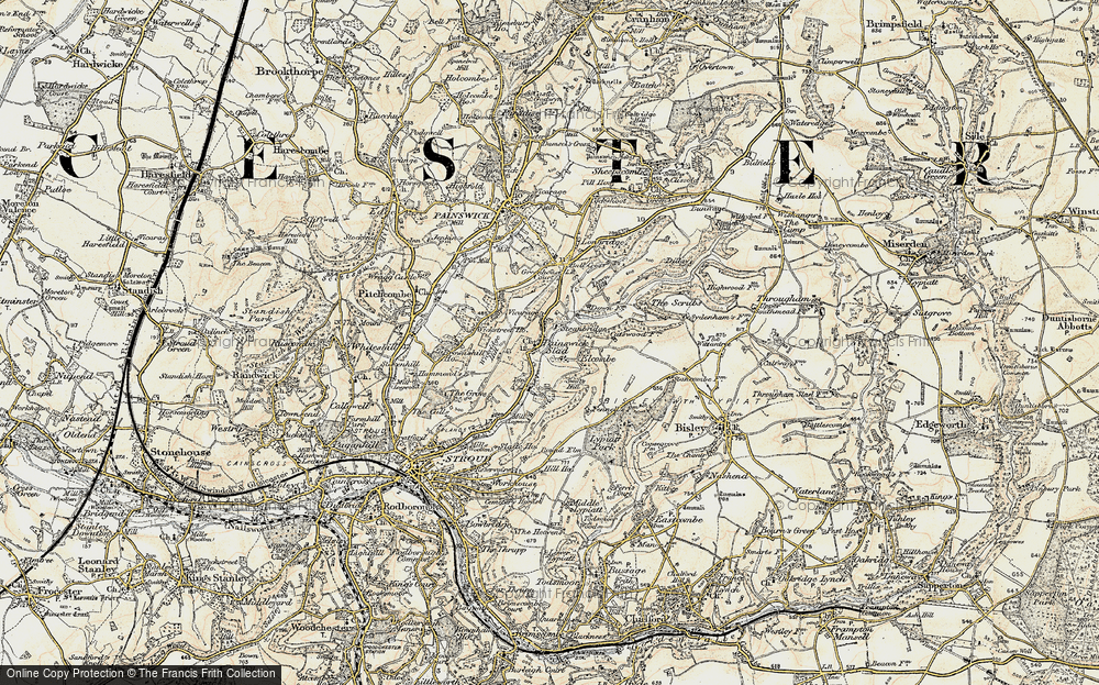 Old Map of Historic Map covering Bulls Cross in 1898-1900