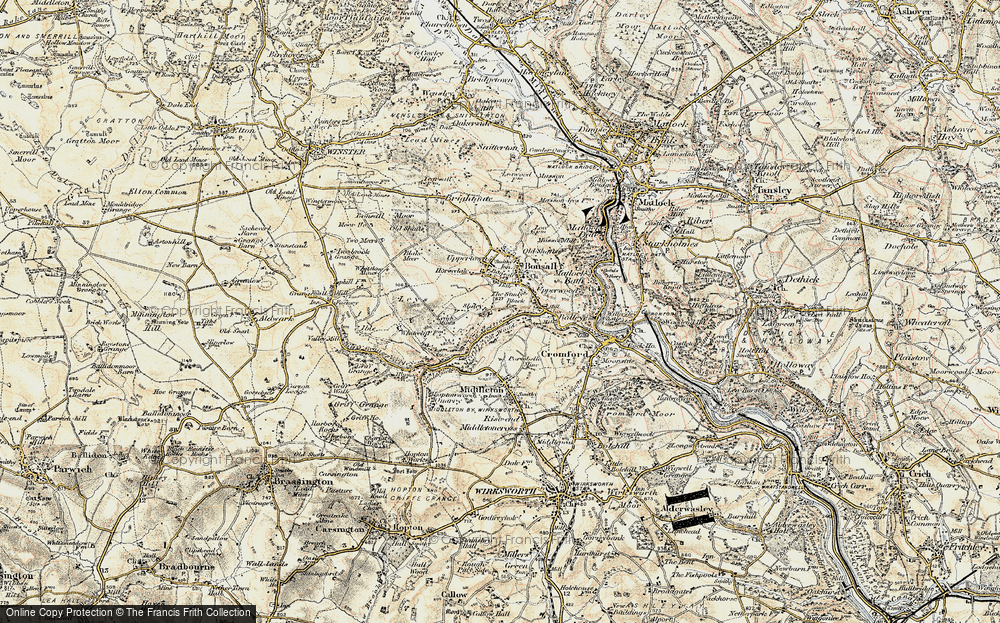 Old Map of Historic Map covering Bonsall Mines in 1902-1903