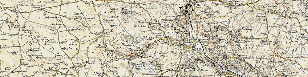 Old map of Bonsall Mines in 1902-1903