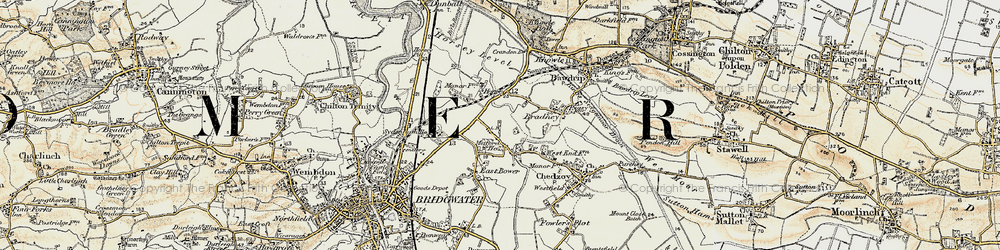 Old map of Slape Cross in 1898-1900