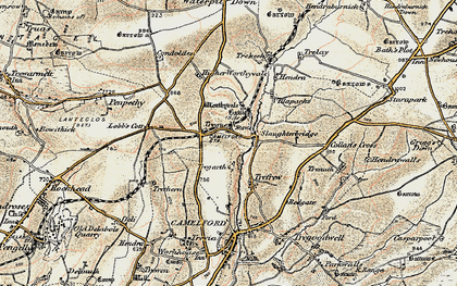 Old map of Slaughterbridge in 1900