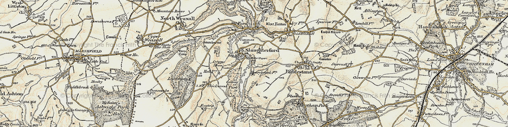 Old map of Slaughterford in 1899