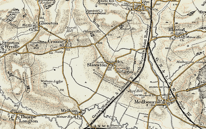 Old map of Slawston in 1901-1903