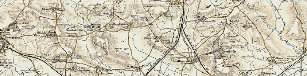 Old map of Slawston in 1901-1903