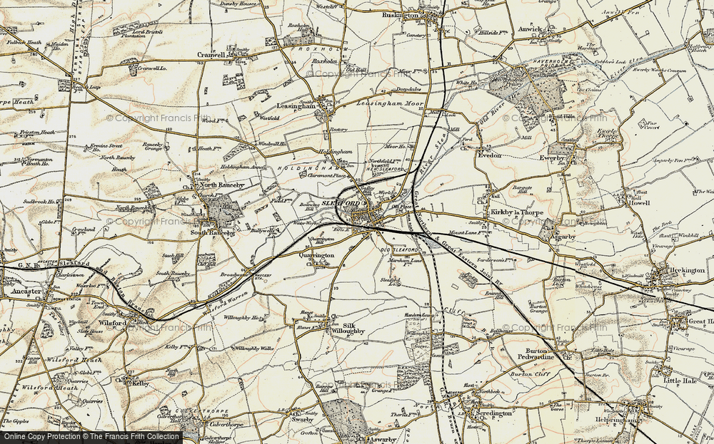 Old Map of Historic Map covering Bouncing Hill in 1902-1903