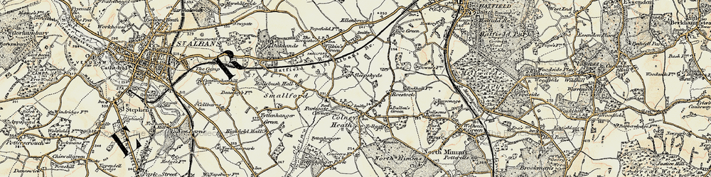 Old map of Sleapshyde in 1898