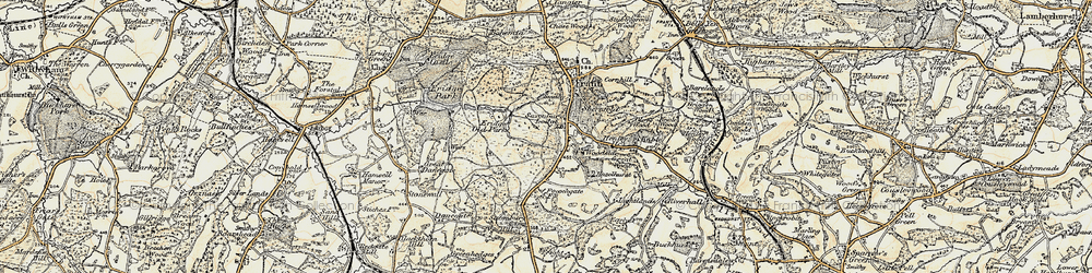 Old map of Sleeches Cross in 1897-1898