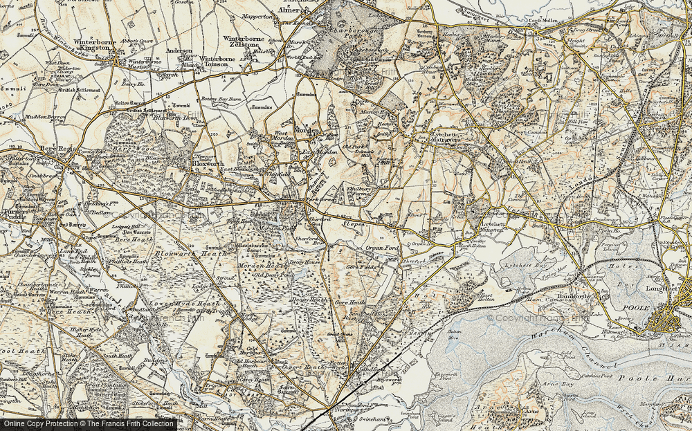 Old Map of Historic Map covering Bulbury in 1899-1909