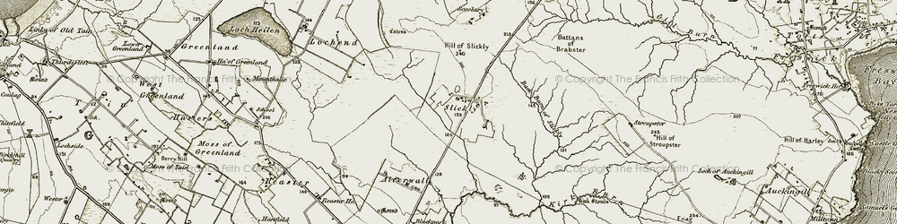 Old map of Back Burn of Slickly in 1912