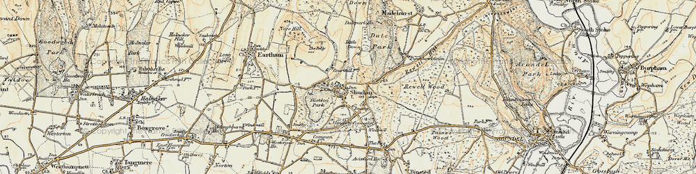 Old map of Slindon in 1897-1899