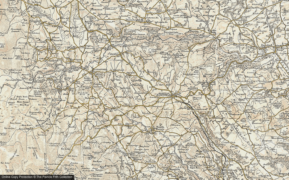 Old Map of Historic Map covering Bughead Cross in 1899-1900