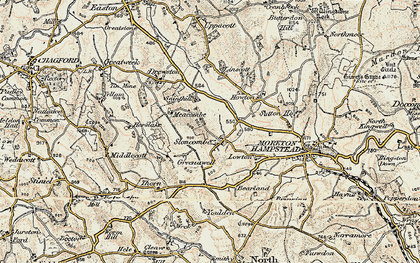 Old map of Sloncombe in 1899-1900