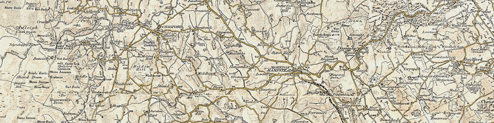 Old map of Sloncombe in 1899-1900