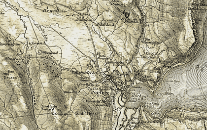 Old map of Sluggans in 1908-1909