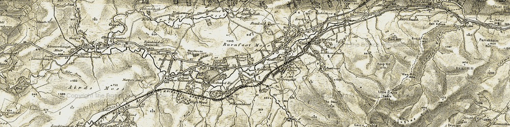 Old map of Burnfoot Moor in 1904-1905