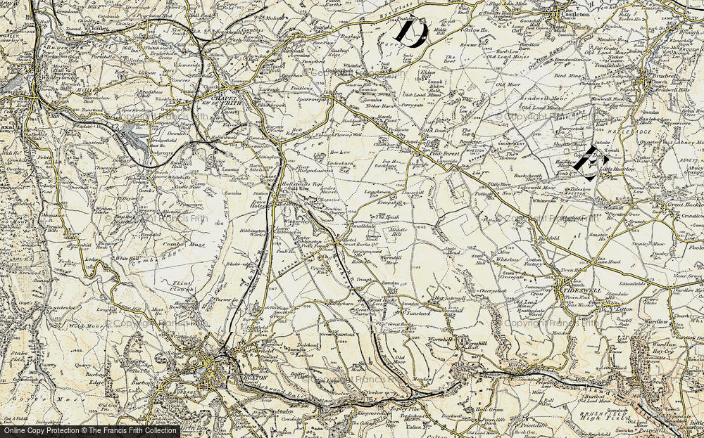 Old Map of Historic Map covering Batham Gate (Roman Road) in 1902-1903