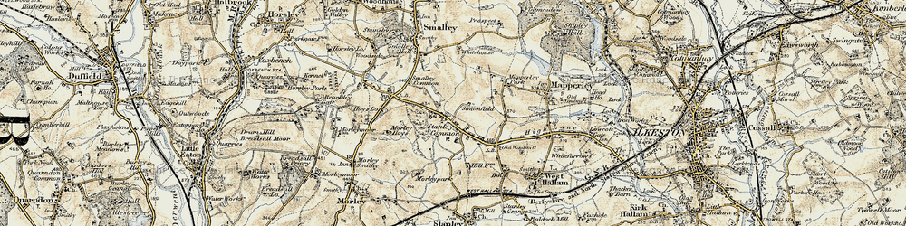 Old map of Smalley Common in 1902-1903