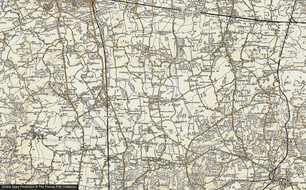 Old Map of Historic Map covering Burstow Lodge in 1898-1902