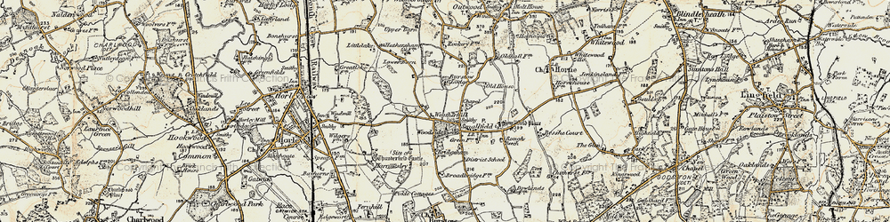 Old map of Bridgeham Grange in 1898-1902