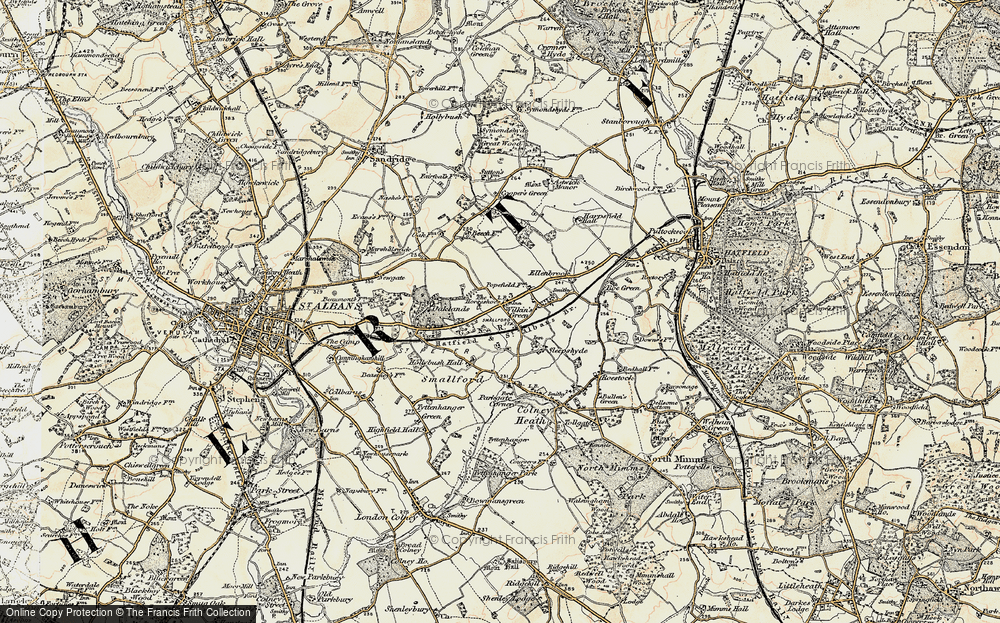 Old Map of Historic Map covering Oaklands in 1898