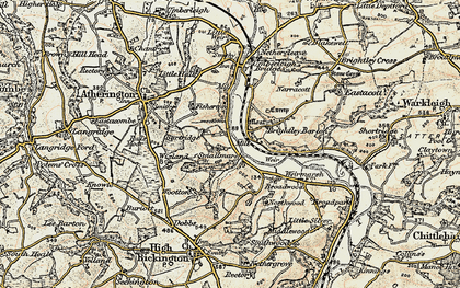 Old map of Brightley Barton in 1899-1900