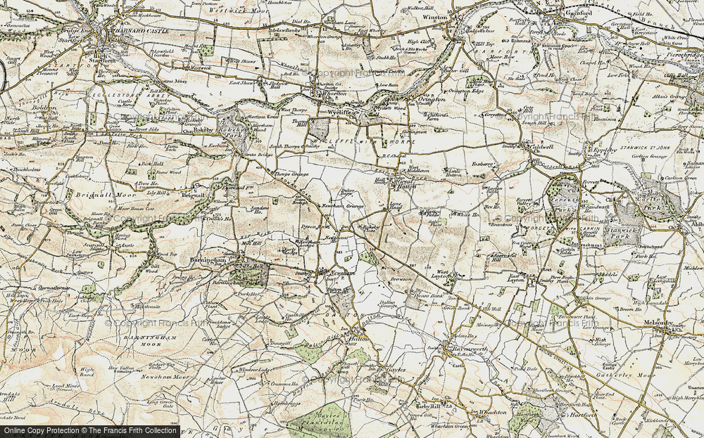 Old Map of Historic Map covering Hutton Magna in 1903-1904