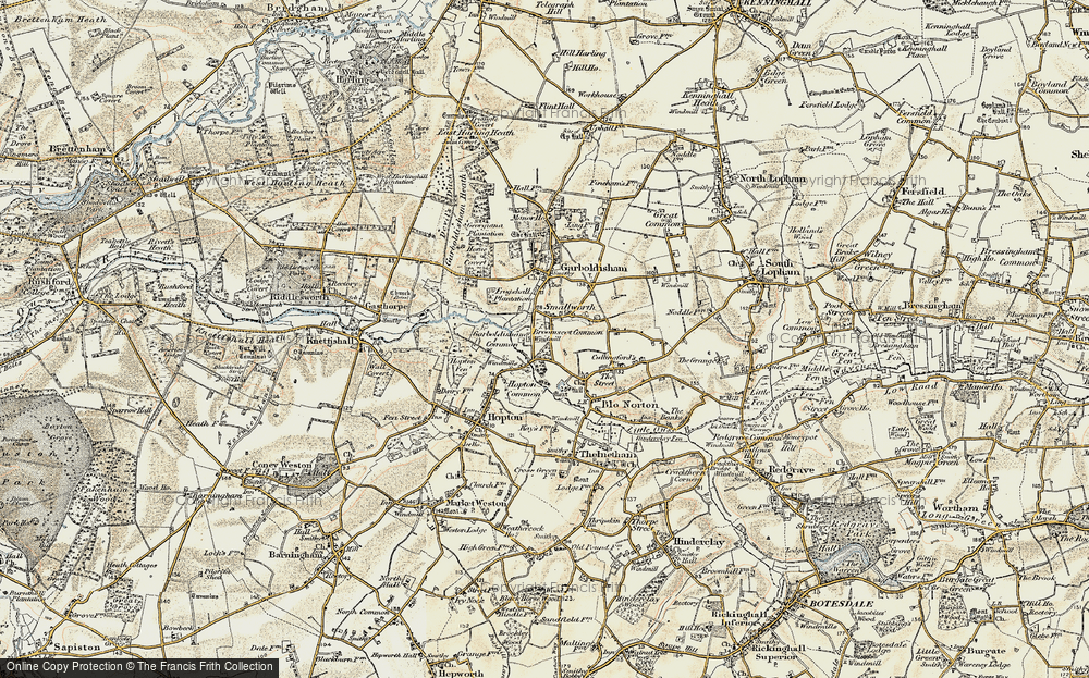 Old Map of Historic Map covering Broomscot Common in 1901
