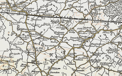 Old map of Smarden Bell in 1897-1898