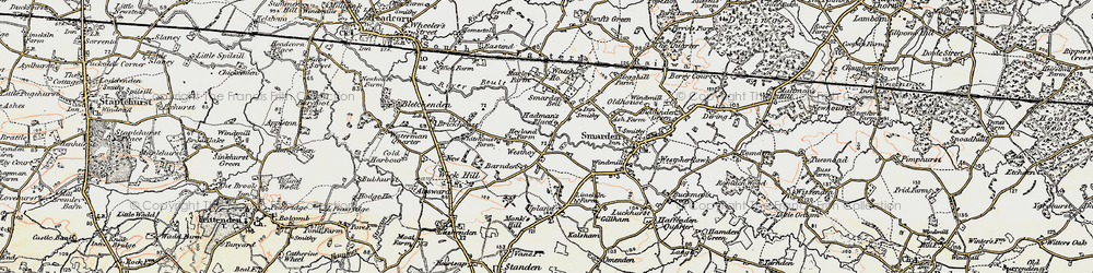 Old map of Smarden Bell in 1897-1898