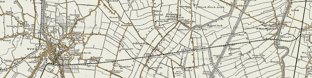 Old map of Rands Drain in 1901-1902