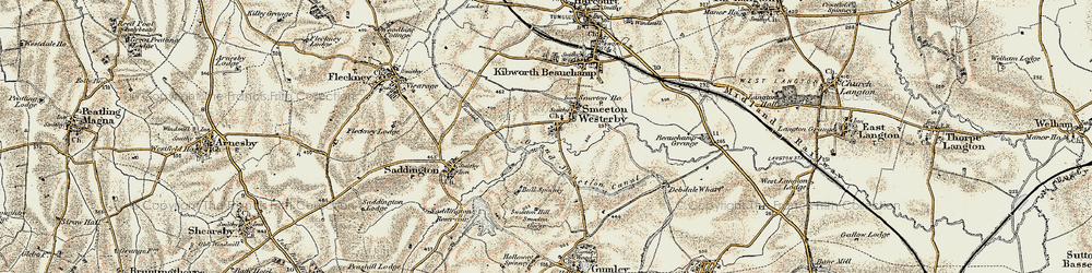 Old map of Smeeton Westerby in 1901-1902