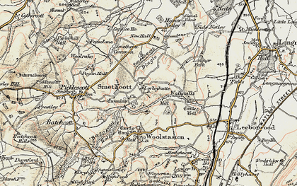Old map of Smethcott in 1902-1903
