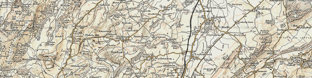 Old map of Smethcott in 1902-1903