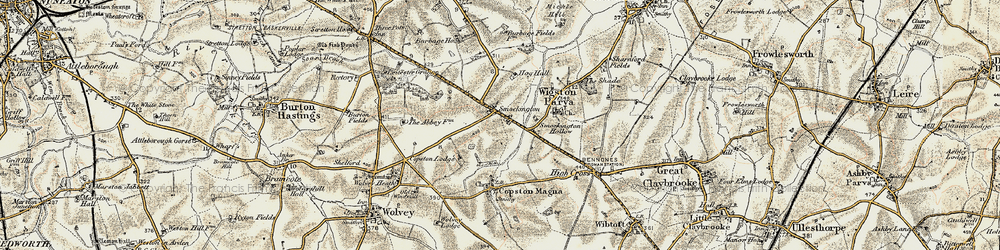 Old map of Smockington in 1901-1902