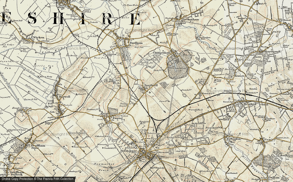 Old Map of Snailwell, 1901 in 1901