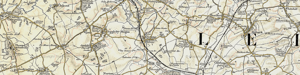Old map of Snarestone in 1902-1903