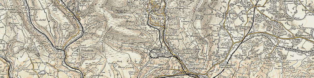 Old map of Snatchwood in 1899-1900