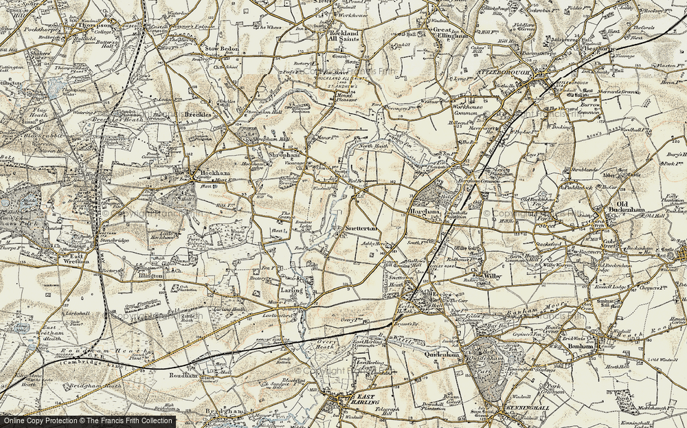Old Map of Historic Map covering Linger Hill in 1901