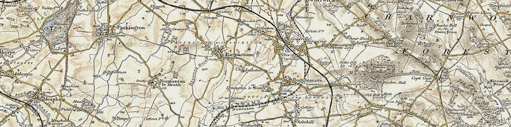 Old map of Snibston in 1902-1903