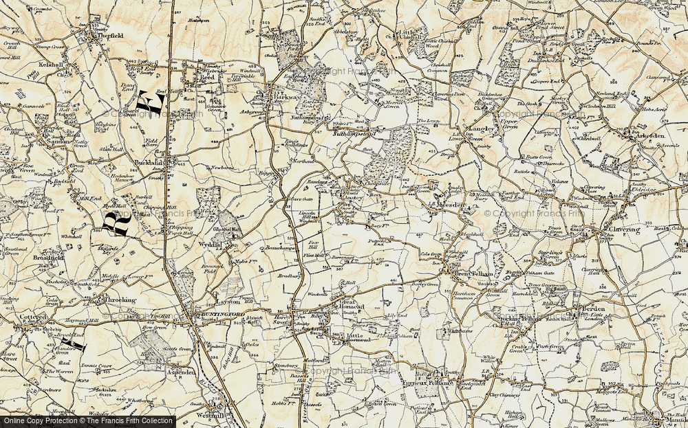 Old Map of Historic Map covering Anstey Castle in 1898-1899
