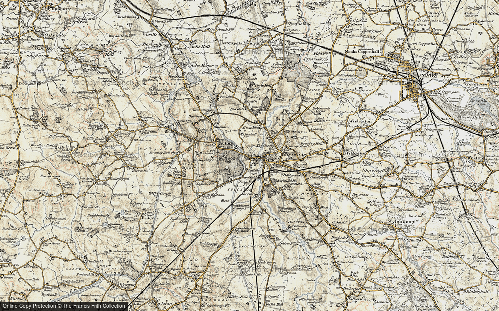 Old Map of Historic Map covering Henhull Hall in 1902