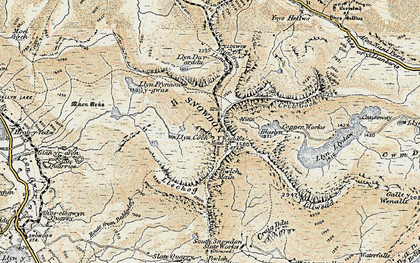 Old map of Snowdon in 1903-1910