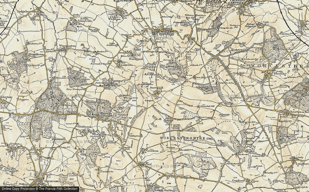 Old Map of Historic Map covering Broadway Wood in 1899
