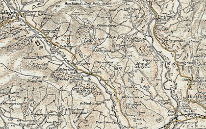 Old map of Afon Ysgir in 1900-1901