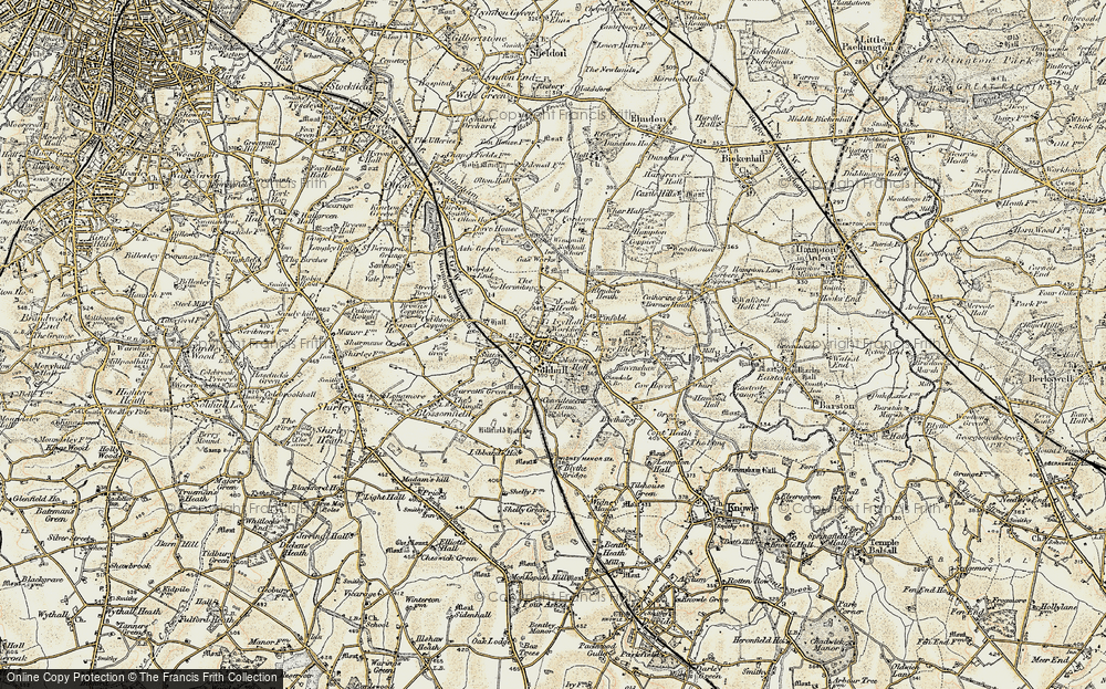 Old Map of Historic Map covering Solihull in 1901-1902