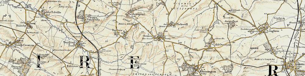 Old map of Burrough Hall in 1901-1903