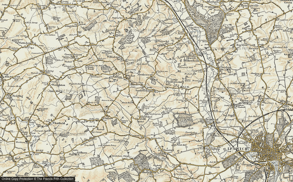 Old Map of Historic Map covering Bleak Hall in 1899-1901