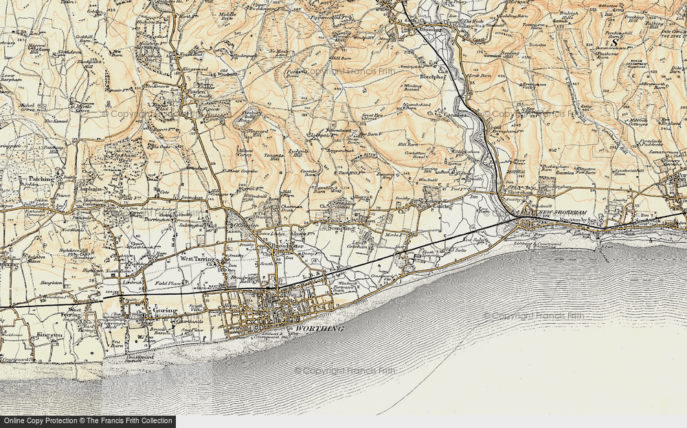 Old Map of Sompting Abbotts, 1898 in 1898