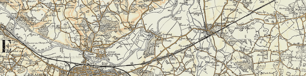 Old map of Sonning in 1897-1909